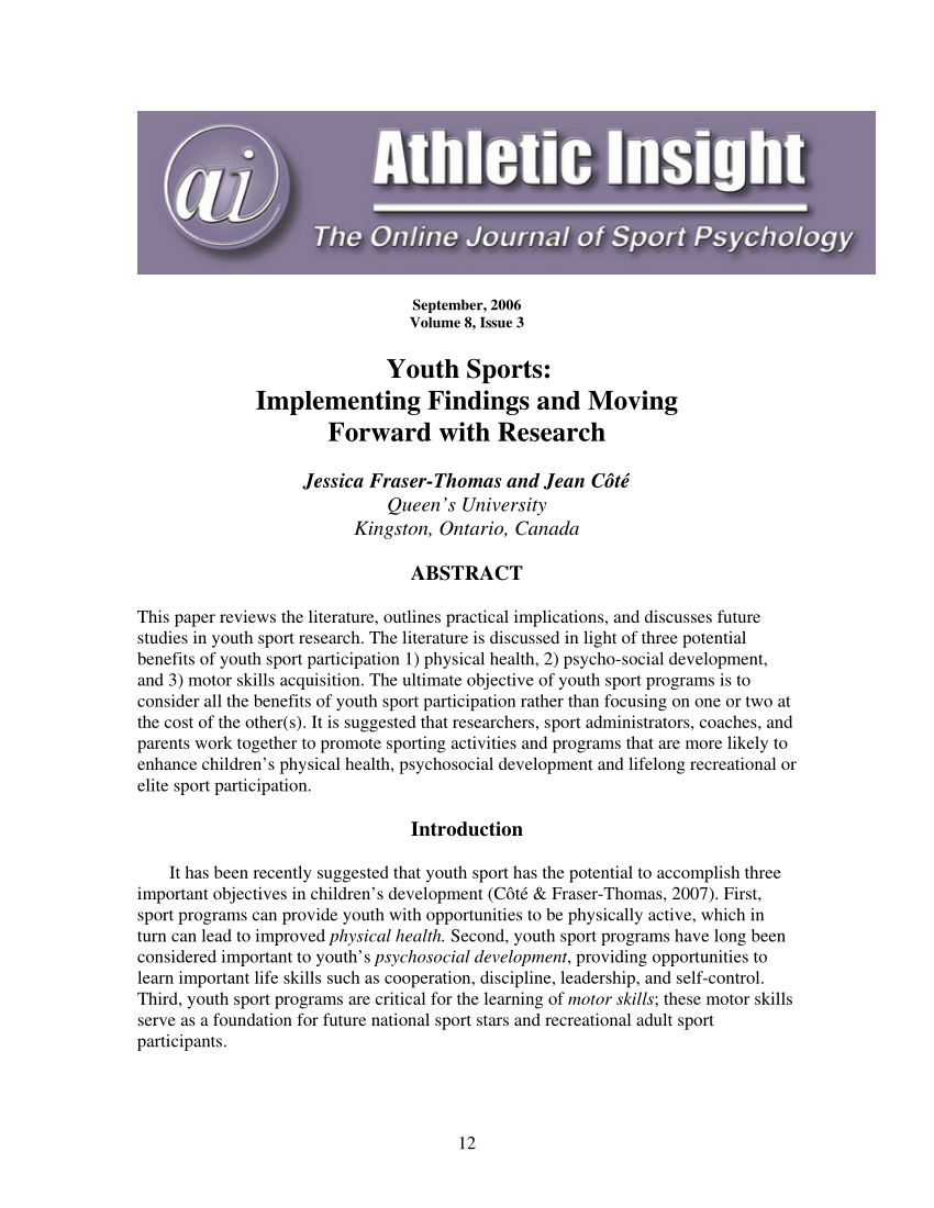 research papers on youth sports