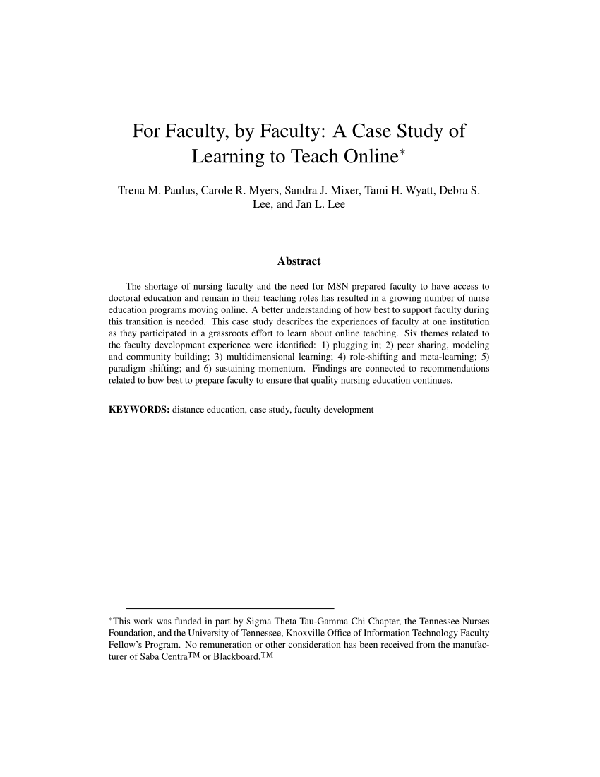 Pdf For Faculty By Faculty A Case Study Of Learning To Teach Online