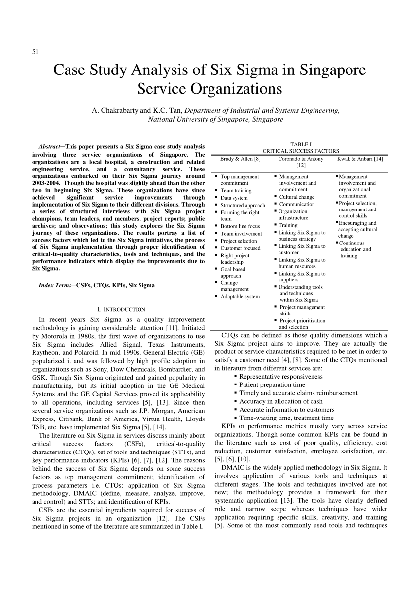 case study on six sigma pdf