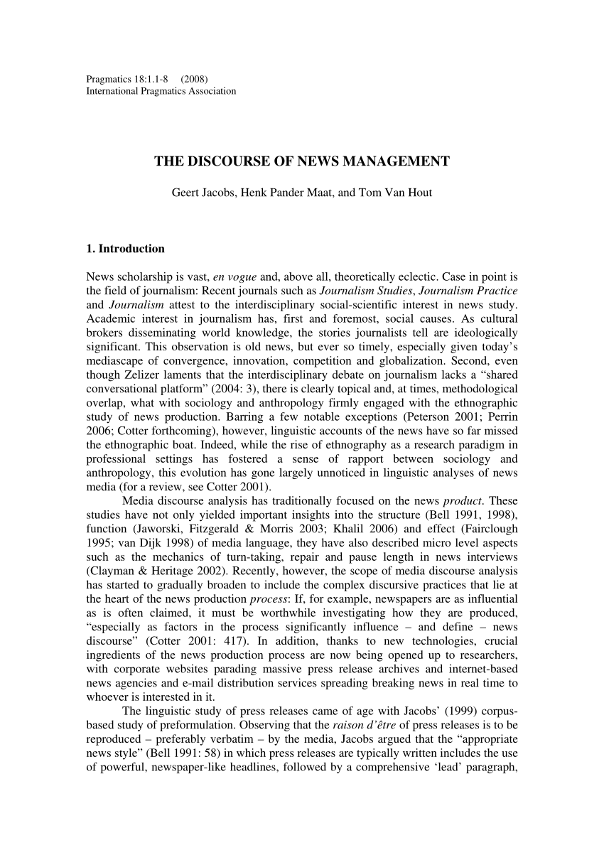 PDF) The Discourse of News Management