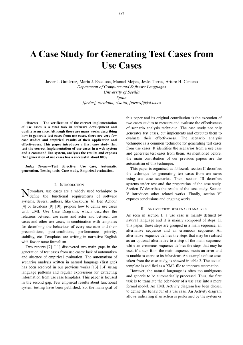 case study on test cases