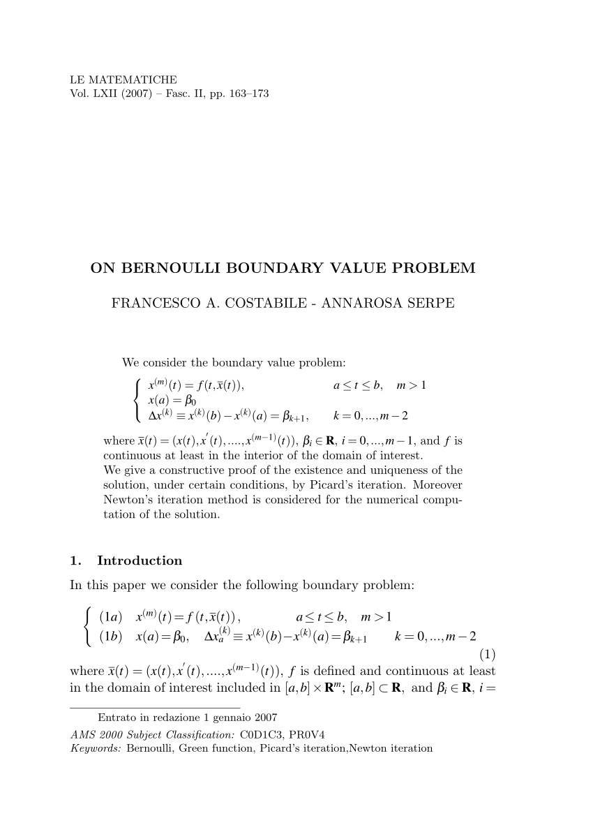 Pdf On Bernoulli Boundary Value Problem