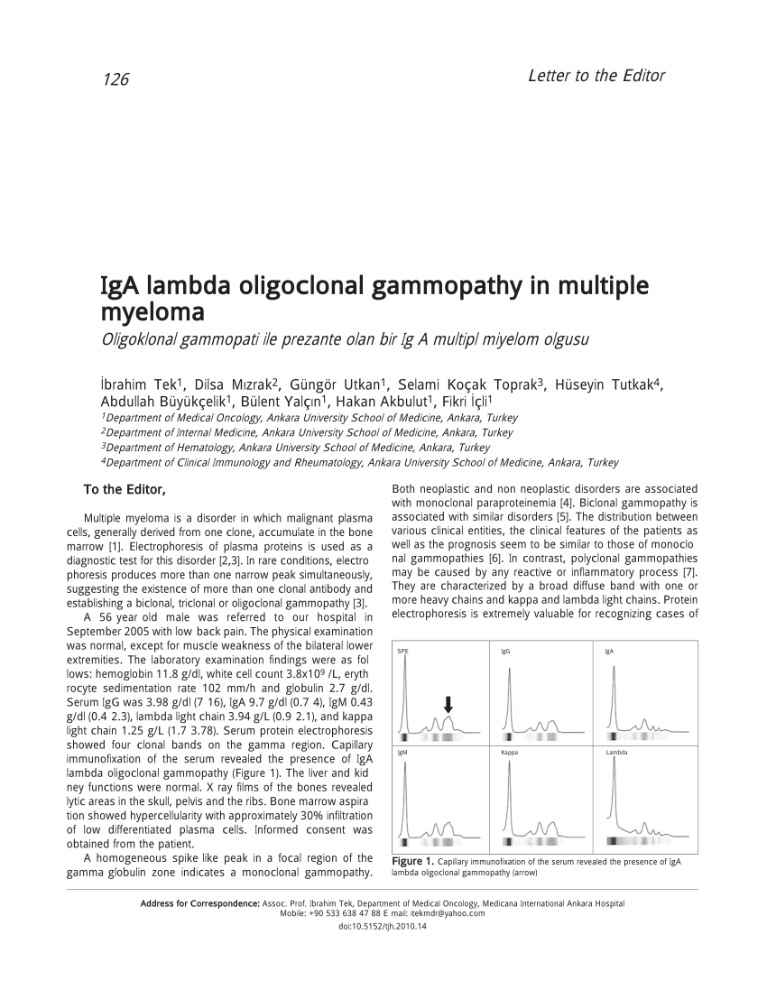 PDF) IgA lambda oligoclonal in multiple myeloma