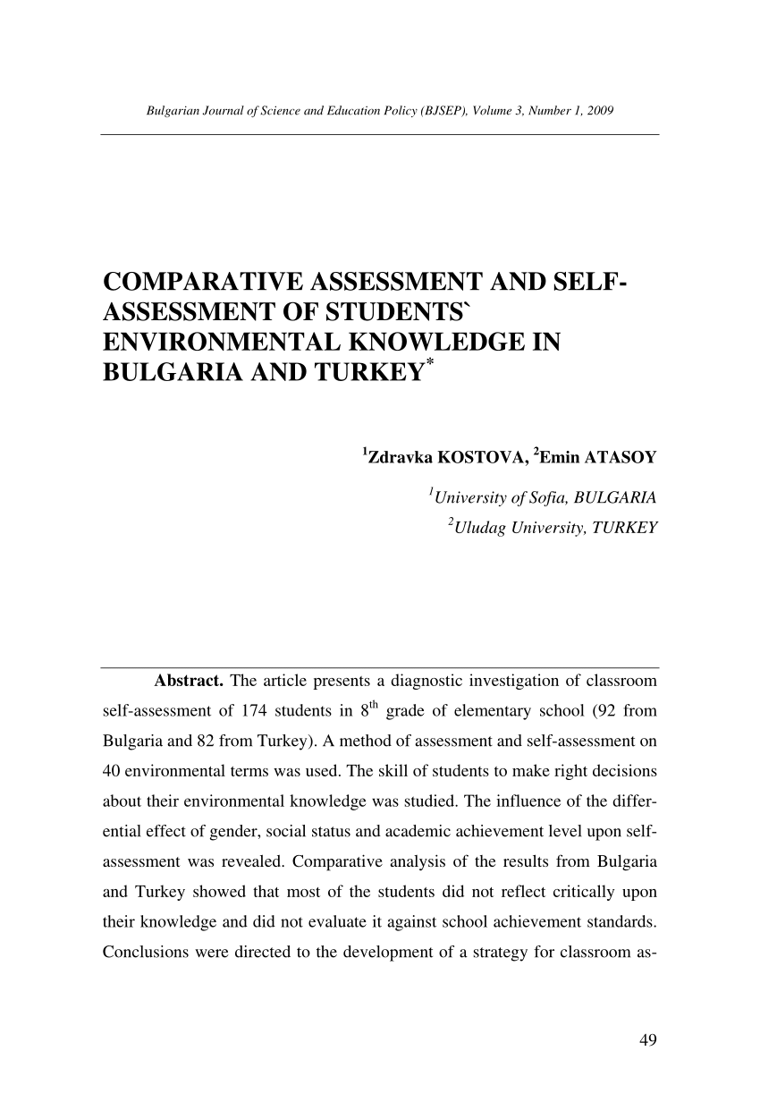 (PDF) Comparative Evaluation of the Environmental Culture of 8th Grade Students in Bulgaria and 