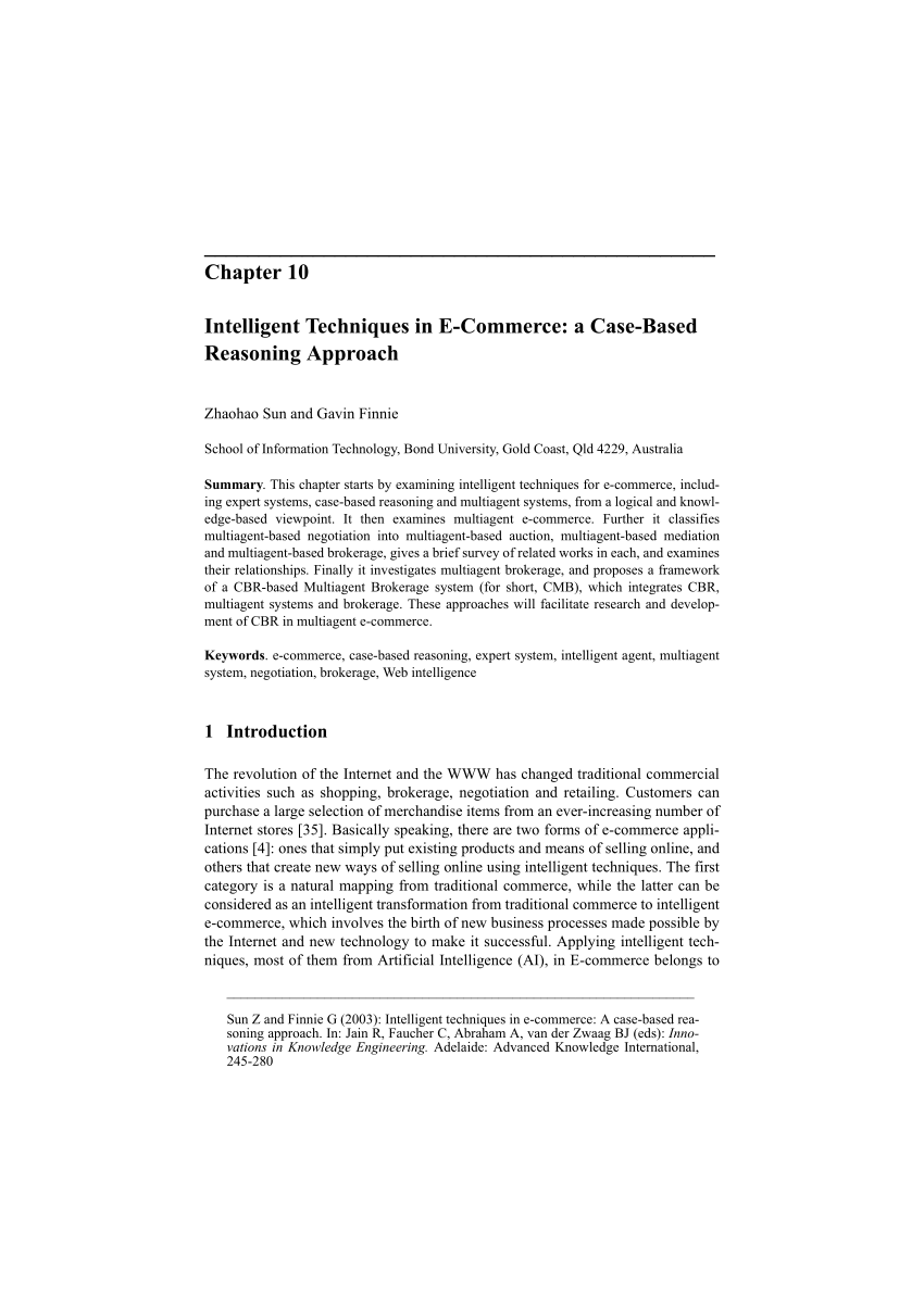 PDF) Intelligent techniques in e-commerce: A case-based reasoning