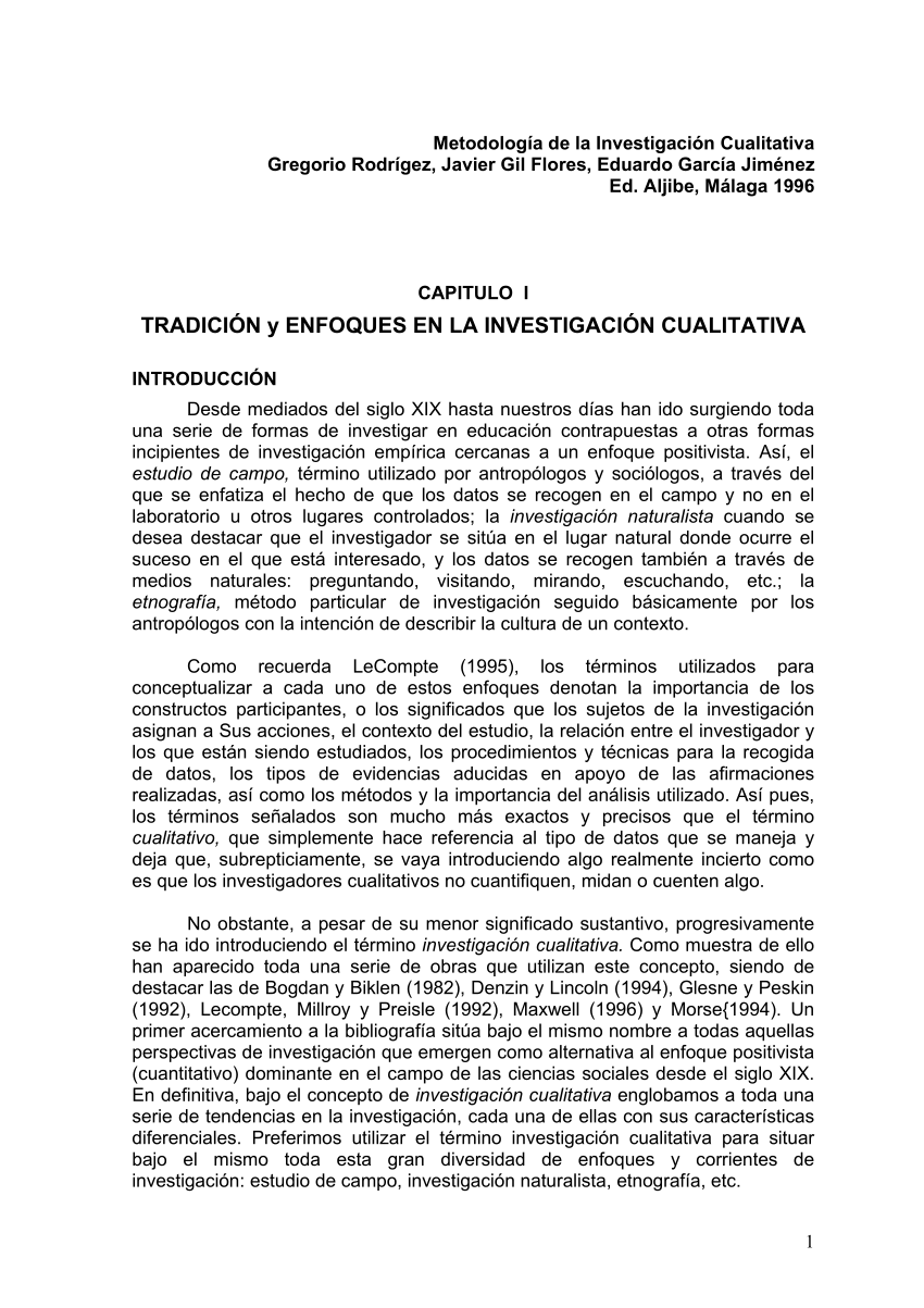 (PDF) Metodología de la investigación cualitativa / Gregorio Rodríguez Goméz, Javier Gil Flores