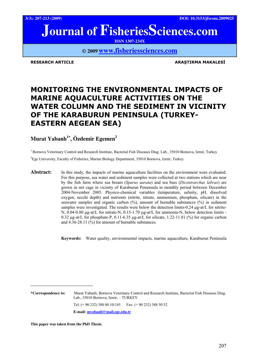 research paper on marine environment