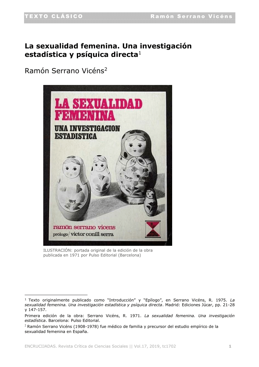 Pdf La Sexualidad Femenina Una Investigación Estadística Y Psiquica Directa Ramón Serrano 8959