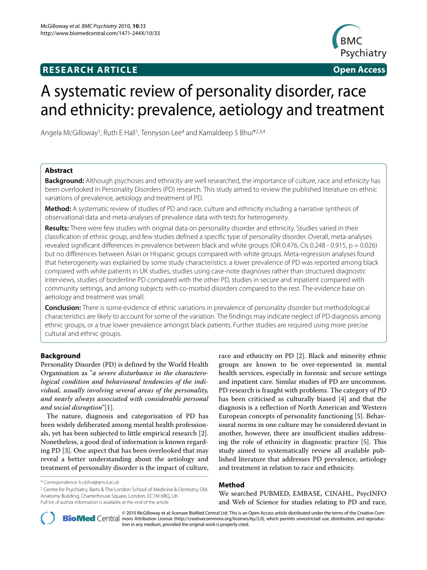 research paper personality disorder