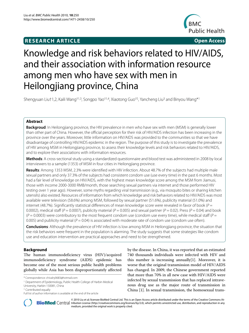 Pdf Knowledge And Risk Behaviors Related To Hivaids And Their Association With Information 5117