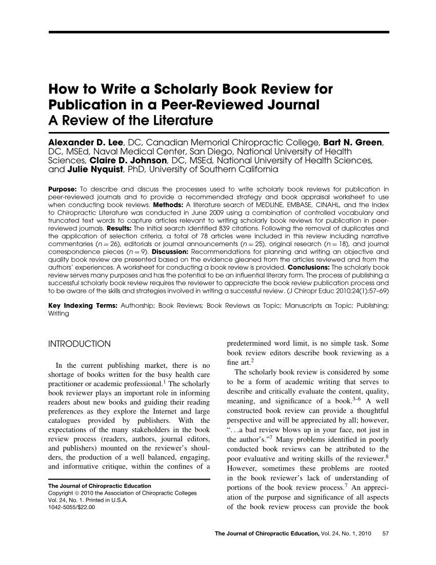 PDF) How to Write a Scholarly Book Review for Publication in a