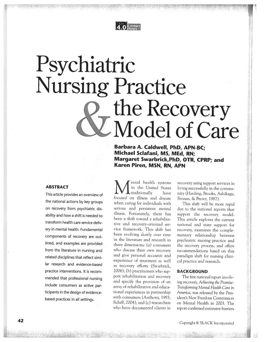 Recovery Model For Psychiatry