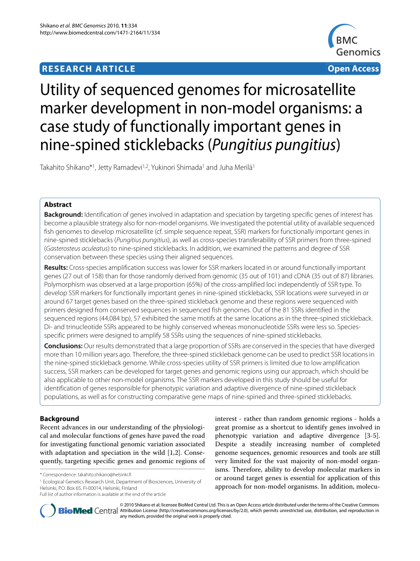 (PDF) Utility of sequenced genomes for microsatellite marker ...