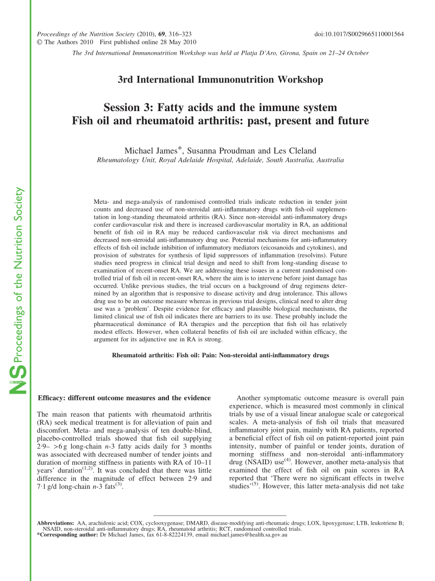PDF Fish oil and rheumatoid arthritis Past present and future