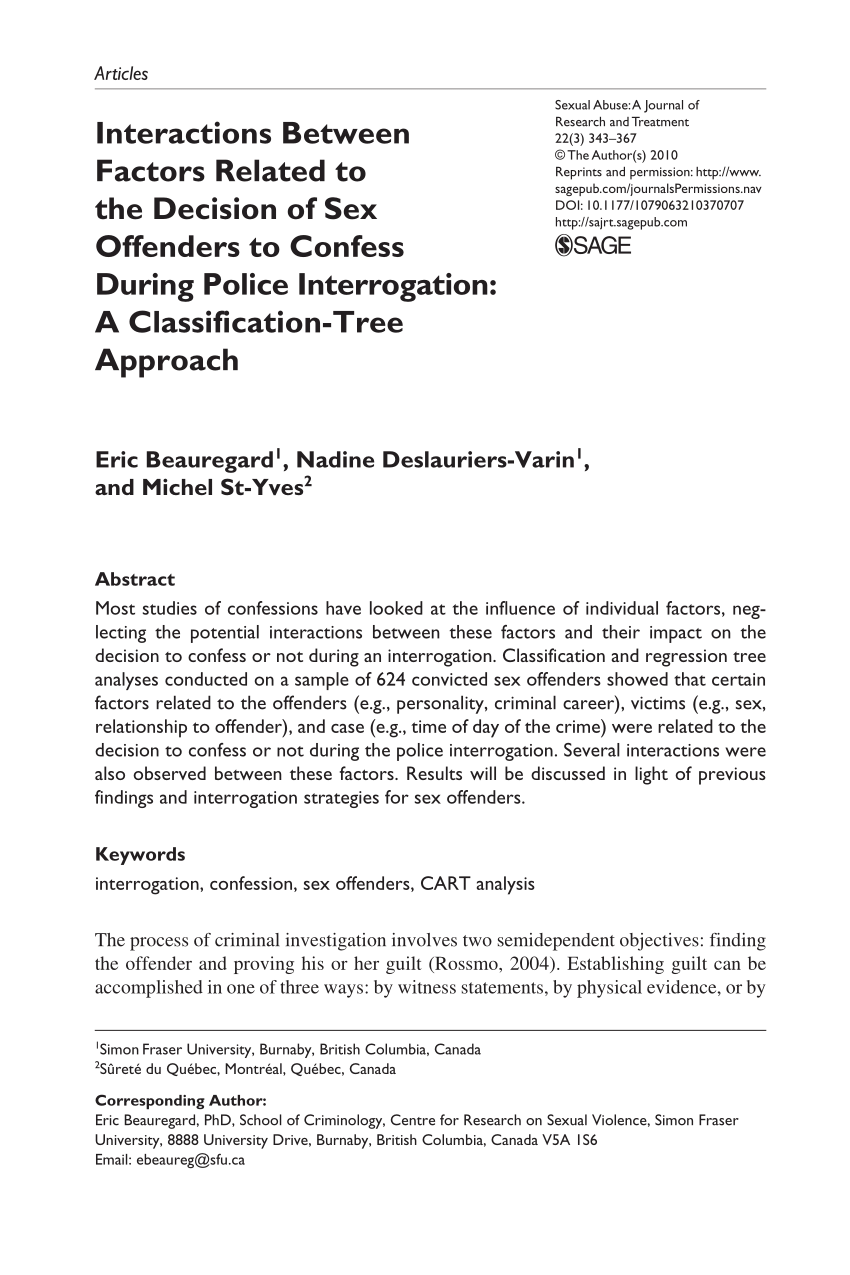 PDF) Interactions Between Factors Related to the Decision of Sex Offenders to Confess During Police Interrogation A Classification-Tree Approach pic