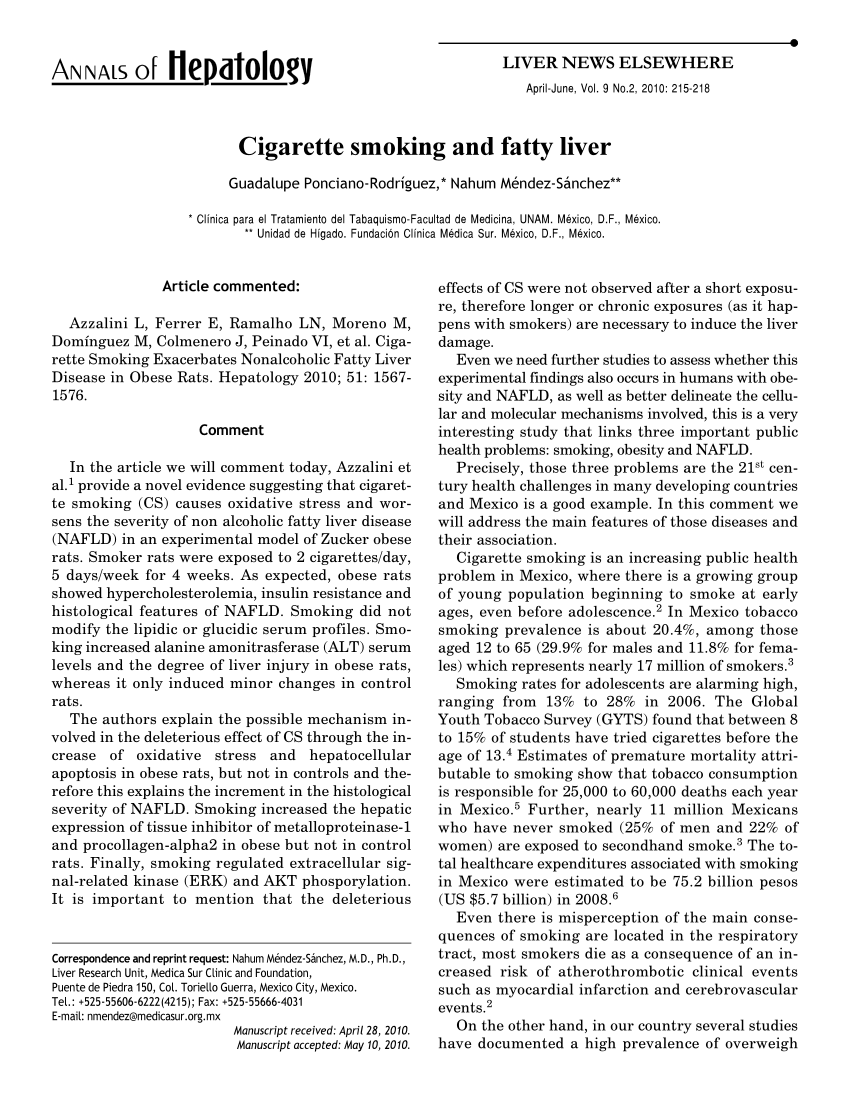 PDF Cigarette smoking and fatty liver