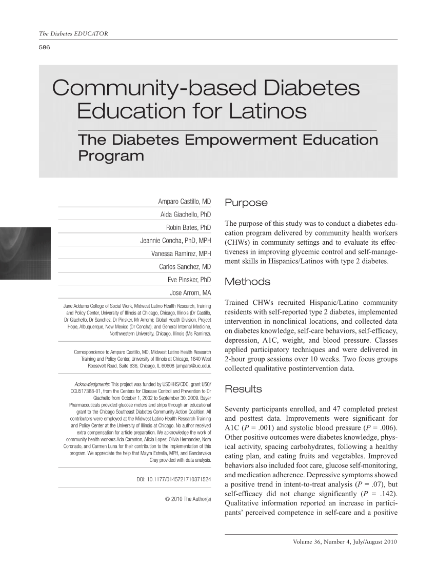 (PDF) Community-based Diabetes Education for Latinos The Diabetes