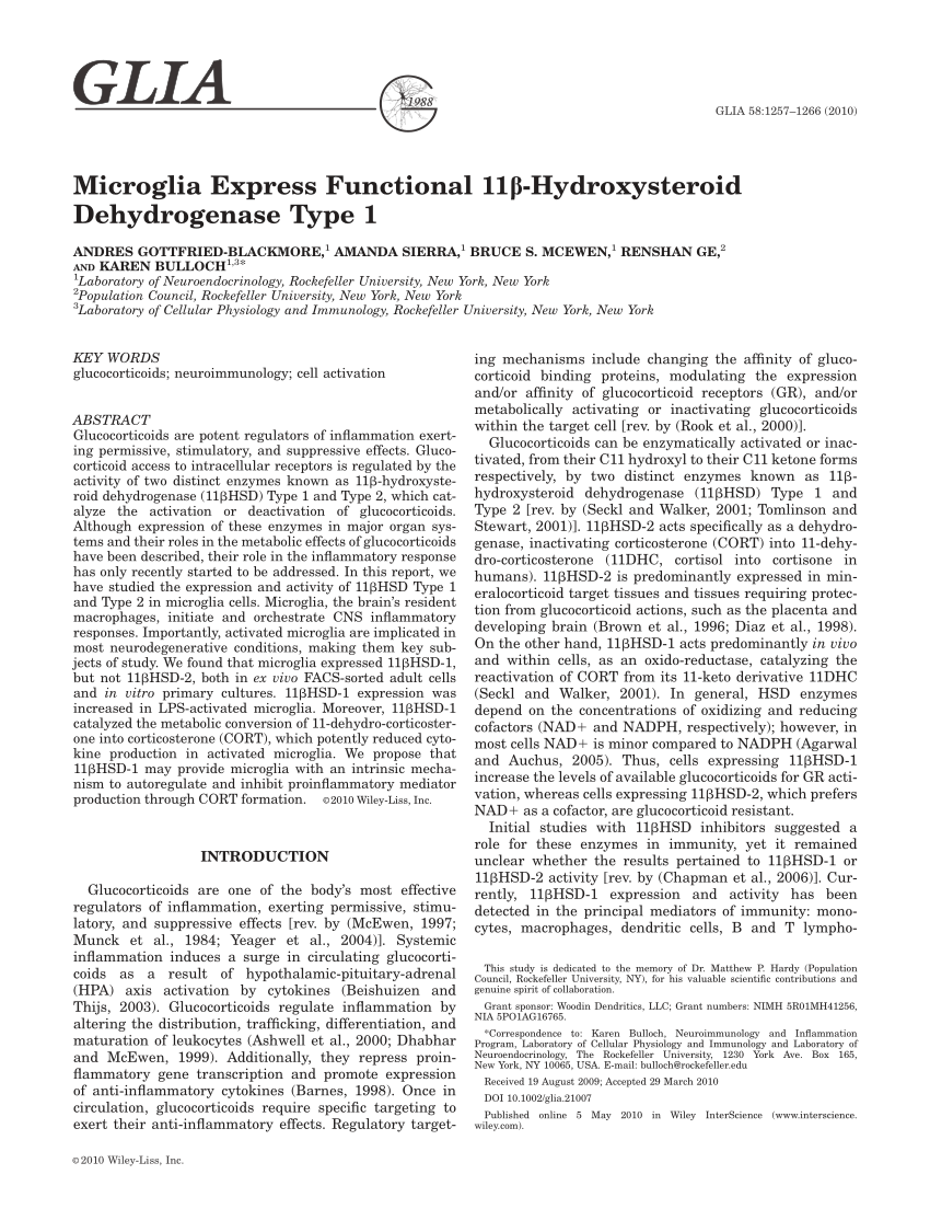 (PDF) Microglia express functional 11??hydroxysteroid
