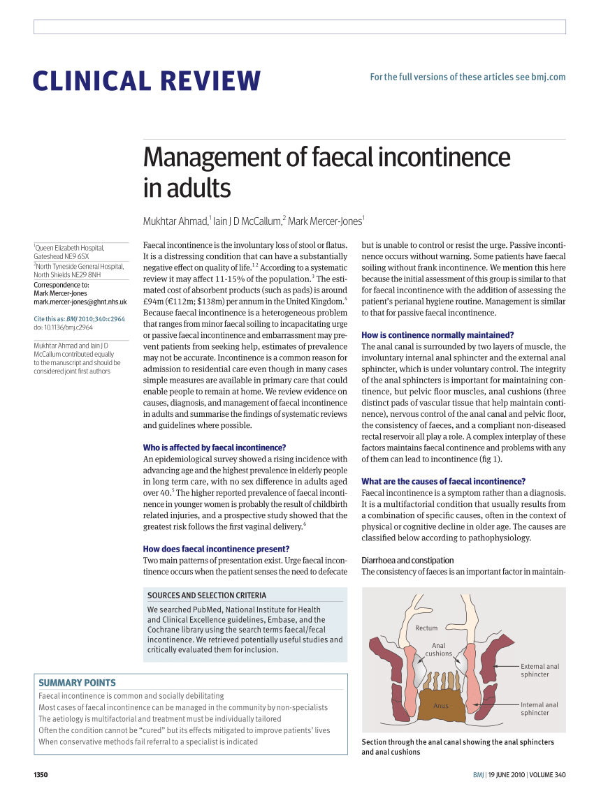 Fecal Incontinence in Adults