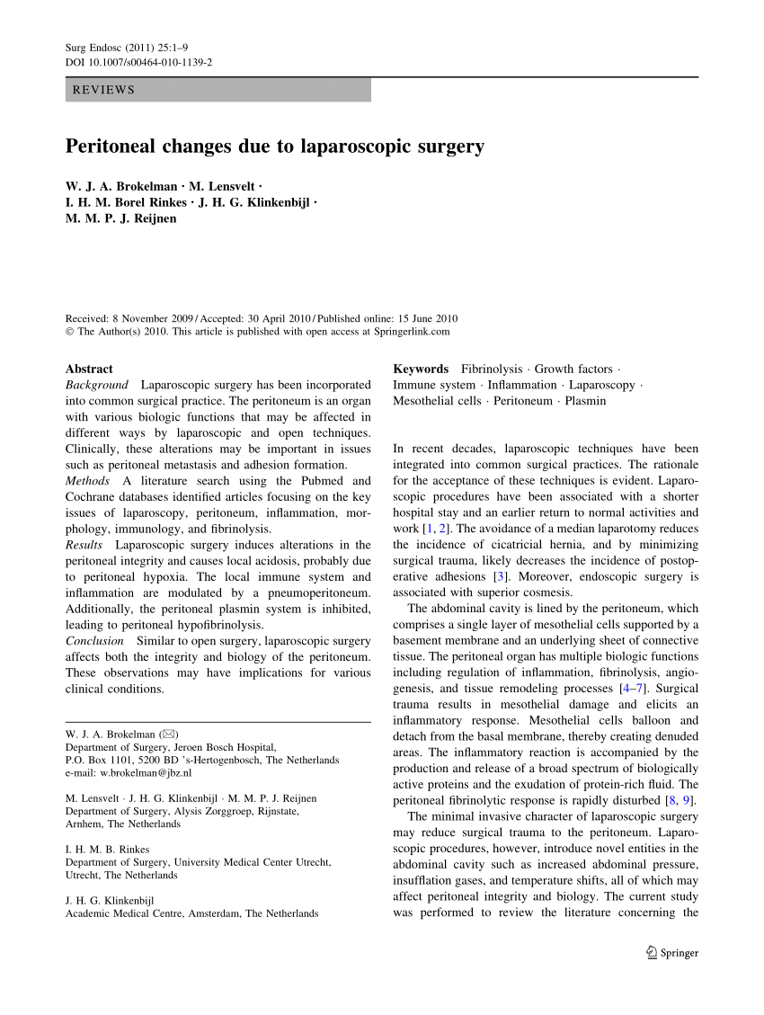 Laparoscopic pictures of the fibrinous adhesion, dark brownish ascetic