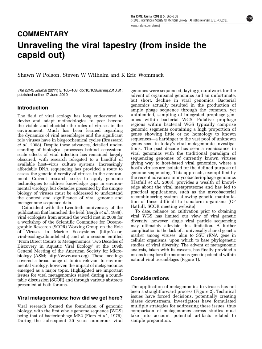 (PDF) Unraveling the viral tapestry (from inside the capsid out)