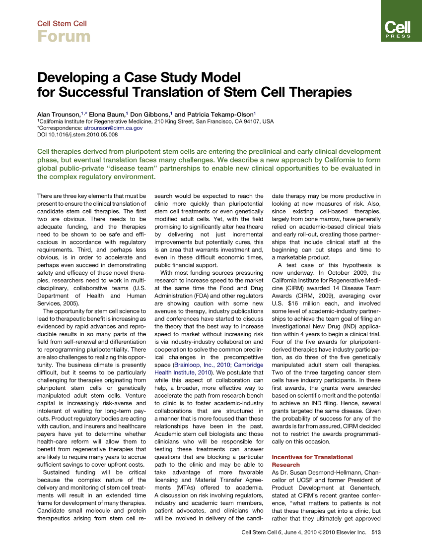 stem cell research case studies