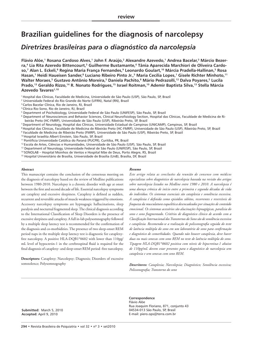 (PDF) [Brazilian guidelines for the diagnosis of narcolepsy]