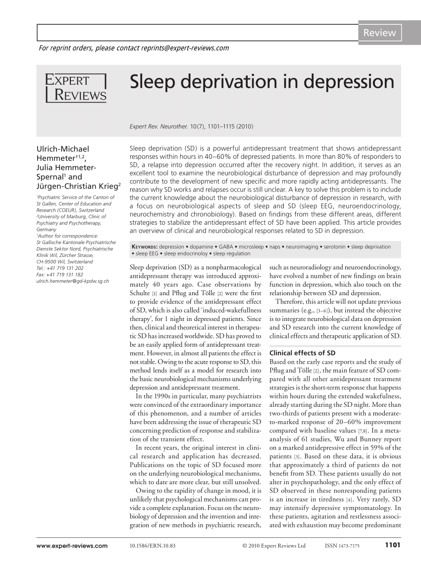 sleep deprivation research paper