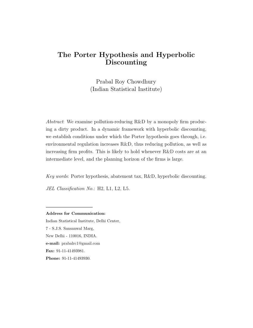 porter hypothesis paper