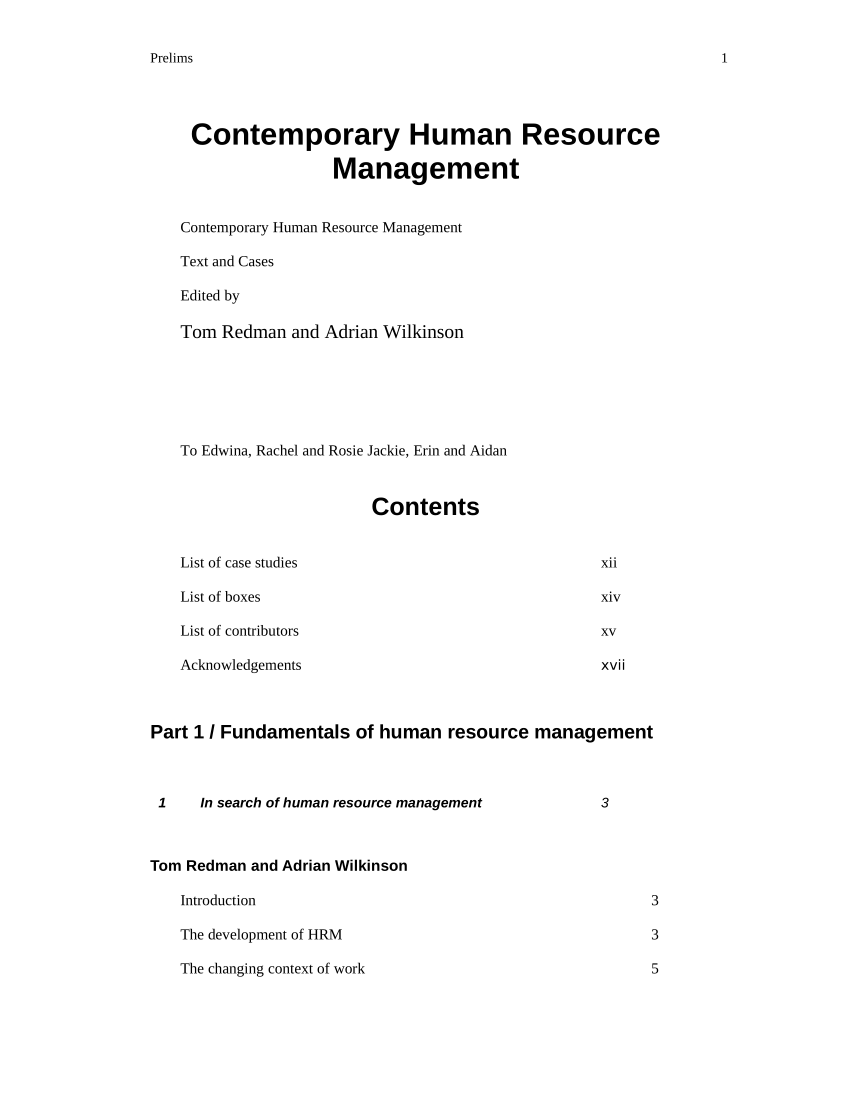 PDF) Human Resource Management: a contemporary perspective