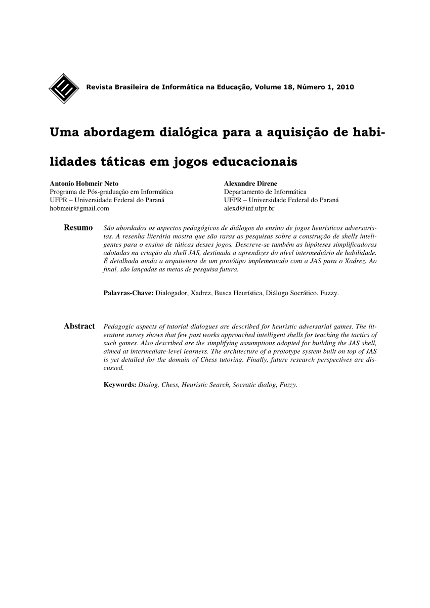 PDF) Definição Formal de Táticas de Xadrez por Meio da Autoria Incremental  de Conceitos Heurísticos