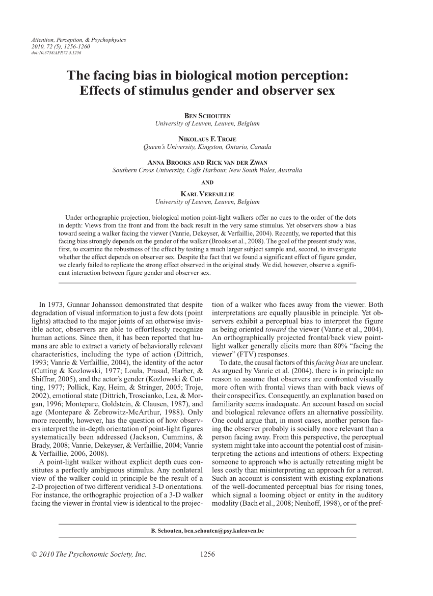 PDF) The facing bias in biological motion perception Effects of stimulus gender and observer image