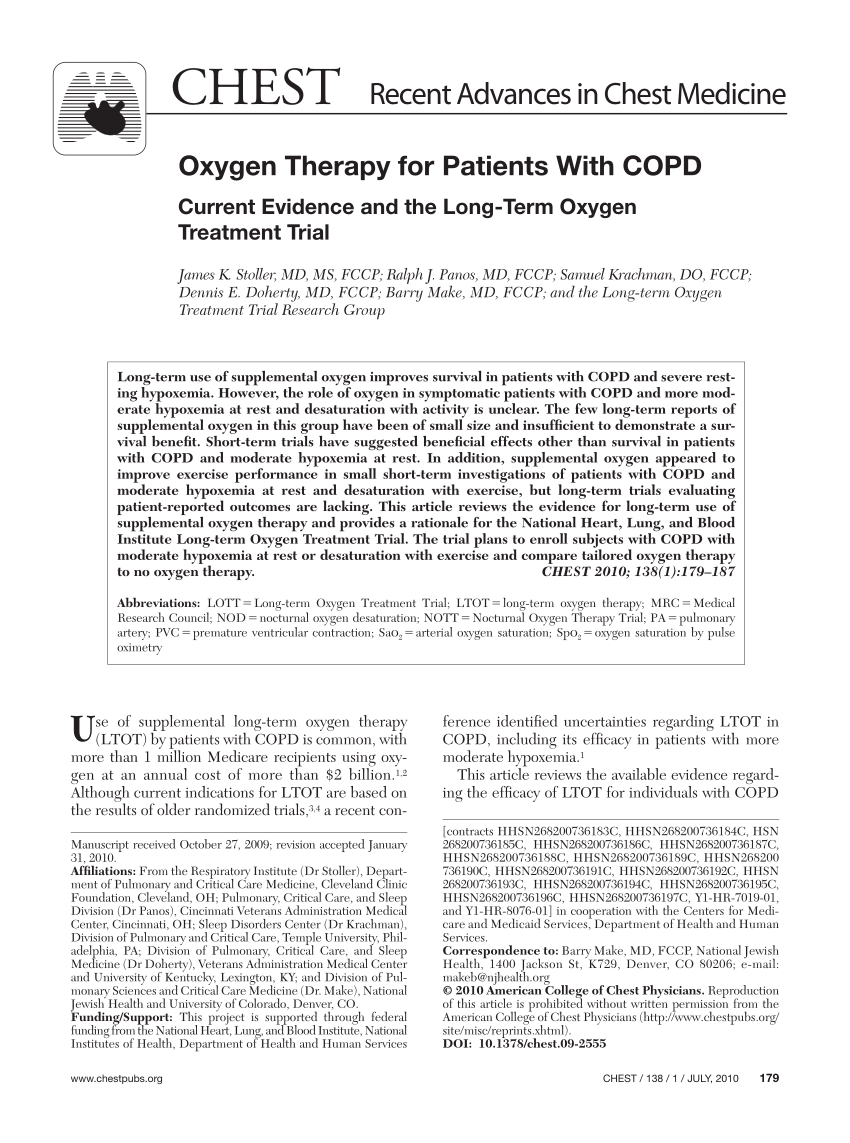 literature review on oxygen therapy