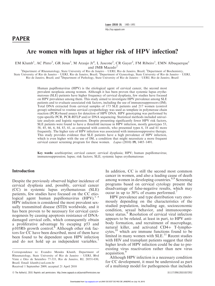 hpv vírus és lupus