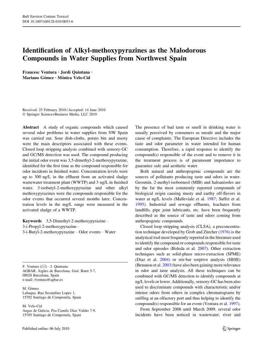 (PDF) Identification of Alkyl-methoxypyrazines as the Malodorous Sns-Brigh10