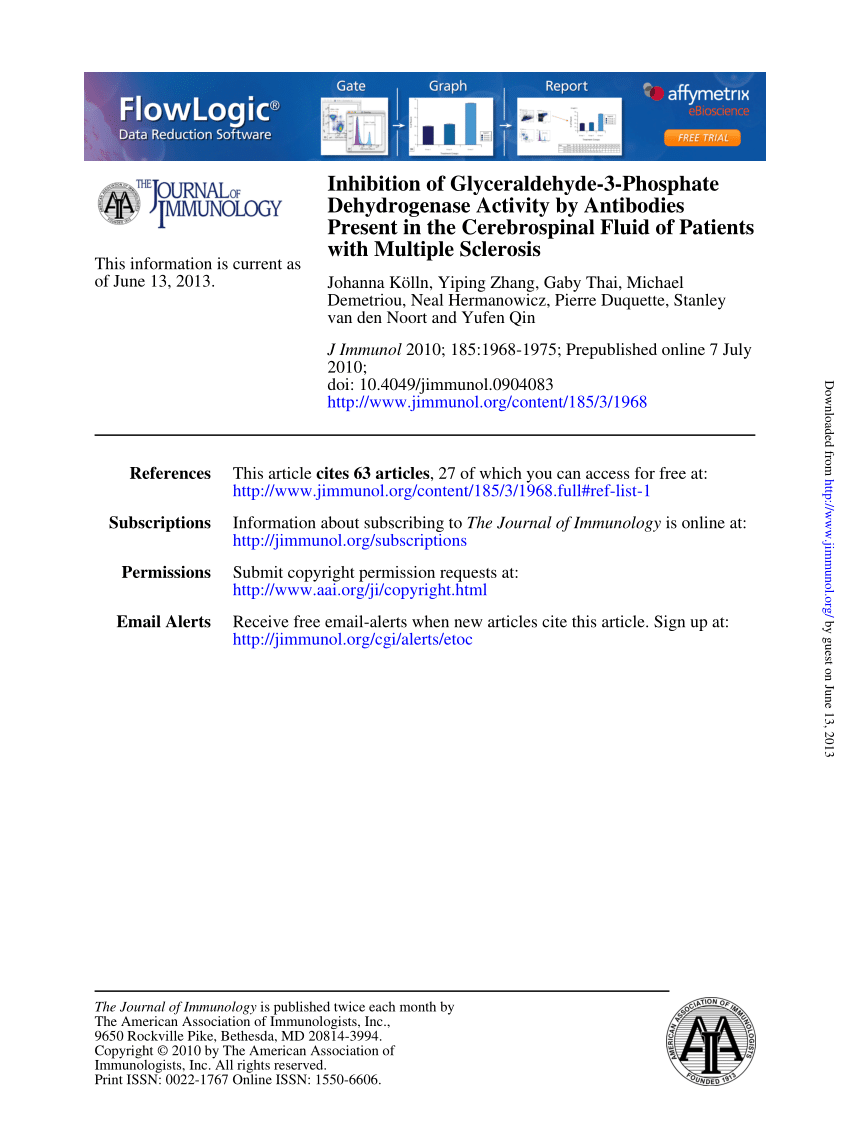PDF) Inhibition of Glyceraldehyde-3-Phosphate Dehydrogenase 