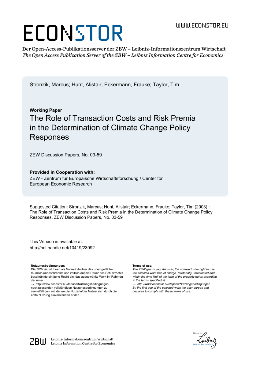 PDF) The Role of Transaction Costs and Risk Premia in the 