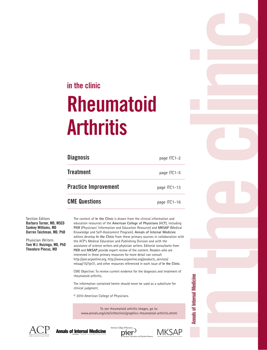 (PDF) In the clinic. Rheumatoid arthritis.