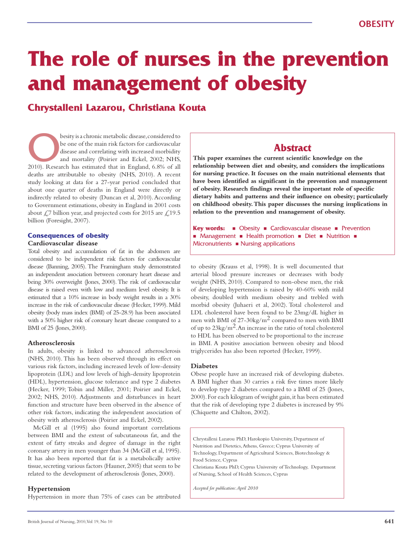 What Role Does Nurses Play In Combatting Obesity