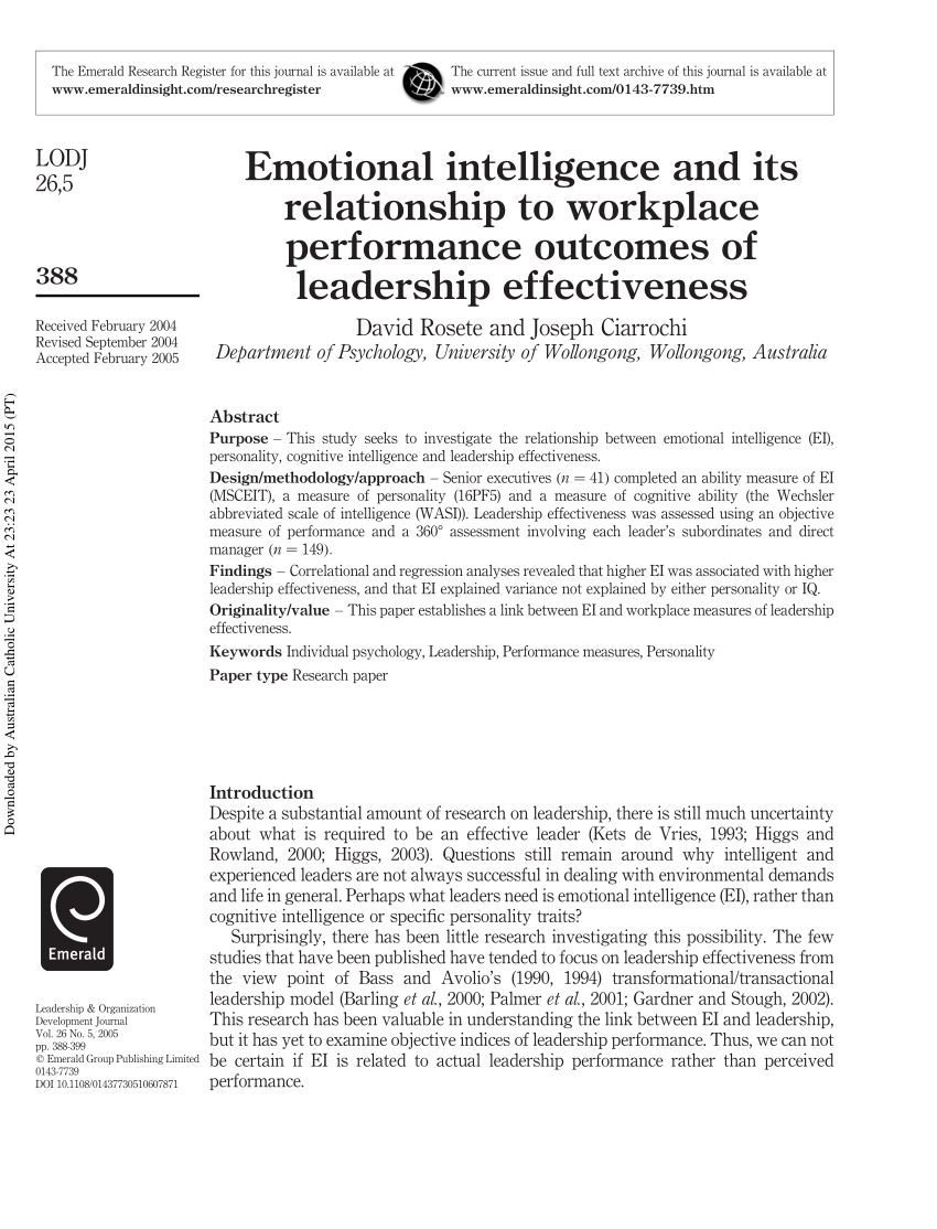 research studies on emotional intelligence