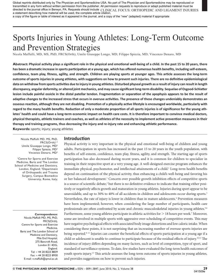 sports injury research paper examples