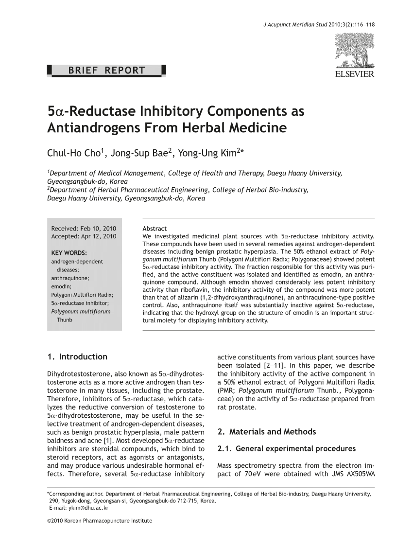 Pdf 5a Reductase Inhibitory Components As Antiandrogens From Herbal Medicine