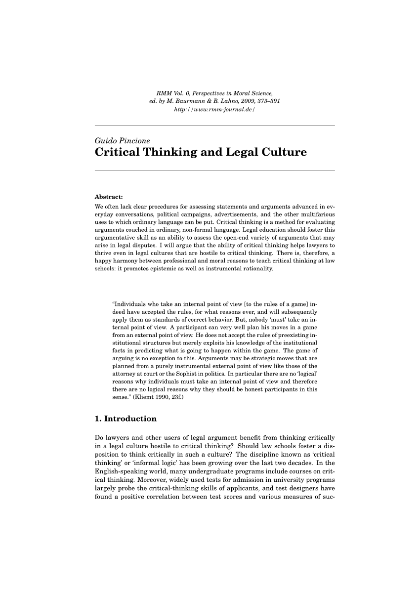 critical thinking in law pdf