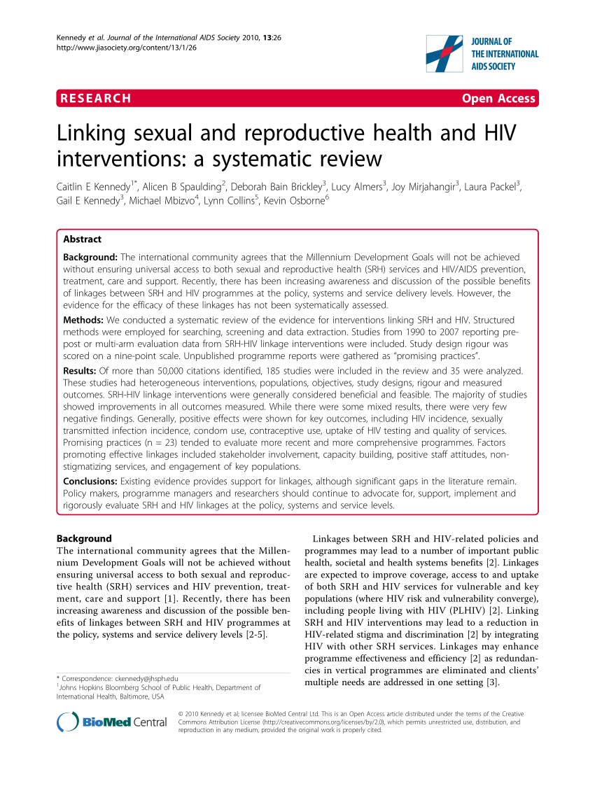 PDF Linking sexual and reproductive health and HIV interventions