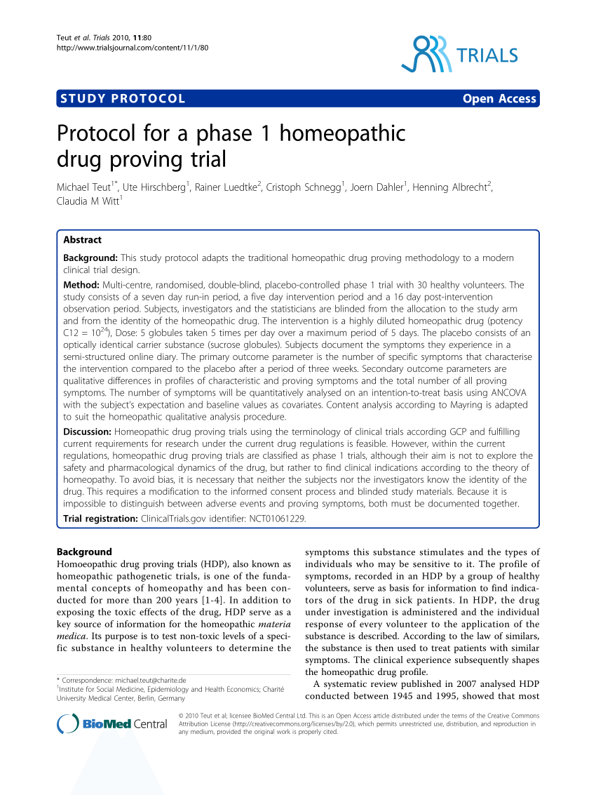 homeopathic proving protocol