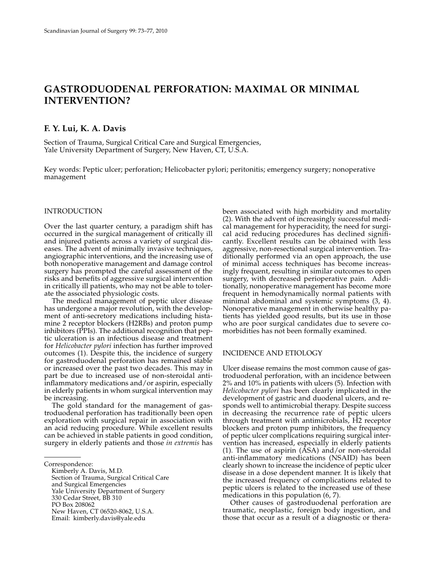 Open Vs Laparoscopic Repair Of Perforated Peptic Ulcer - 