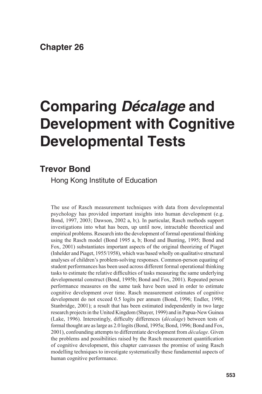 PDF Comparing d calage and development with cognitive