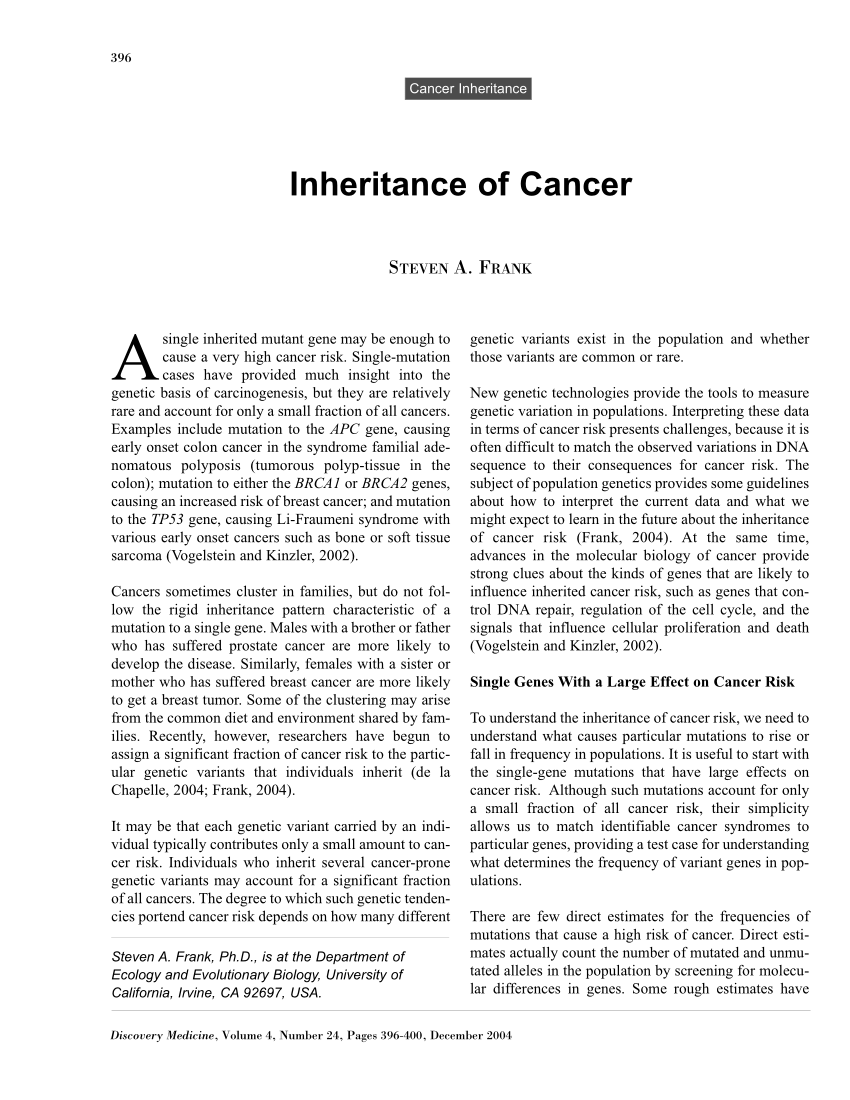 essay on inheritance and cancer