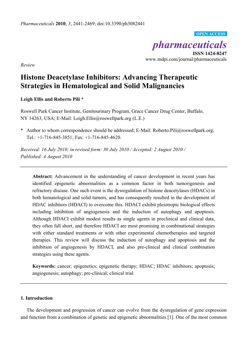 PDF) Evaluation préclinique d'une nouvelle stratégie de  radiosensibilisation pharmacologique : l'inhibition des histones  désacétylases