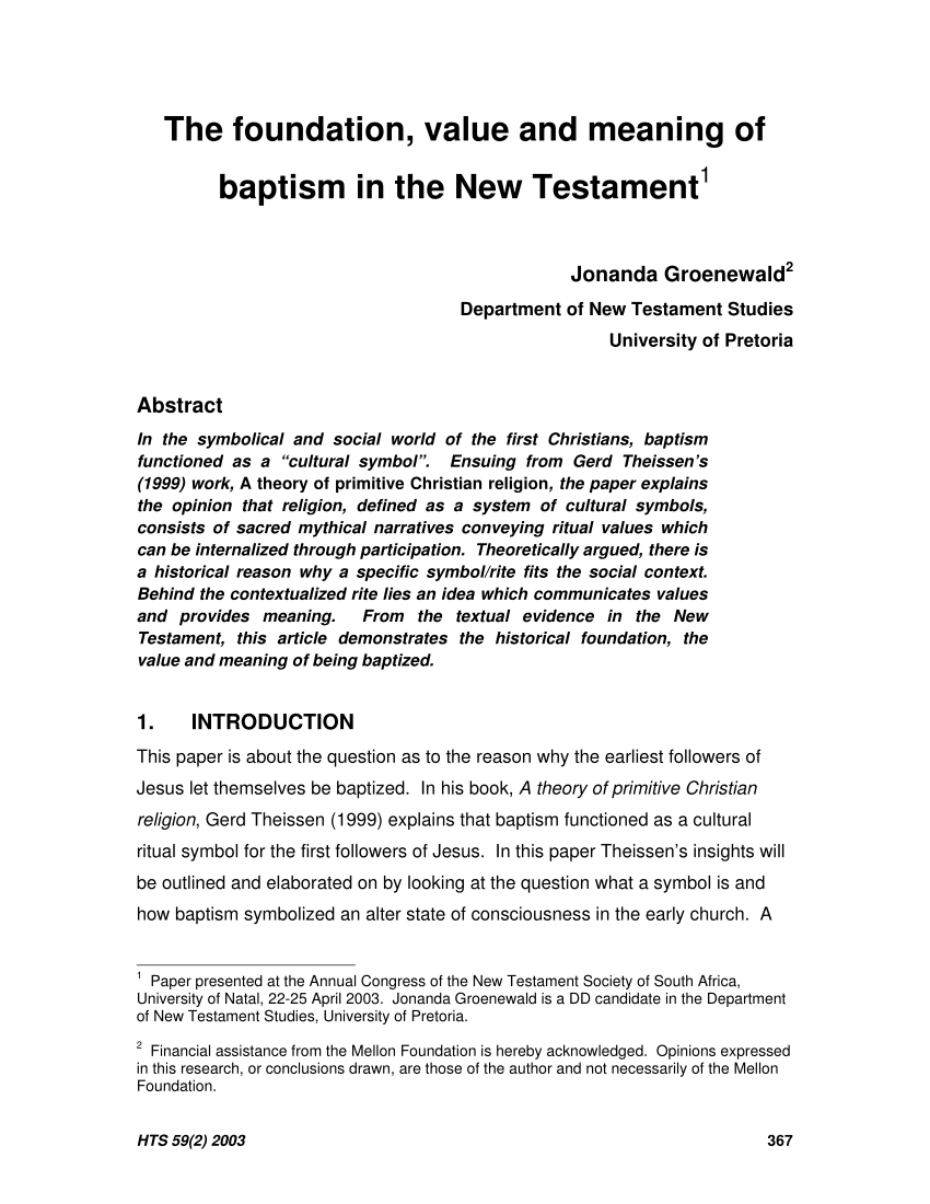 studies of religion baptism essay
